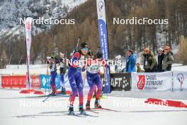 02.04.2023, Bessans, France (FRA): Leo Sancerne (FRA), Cyril Lombard (FRA), (l-r)  - French Championships relay, Bessans (FRA). www.nordicfocus.com. © Authamayou/NordicFocus. Every downloaded picture is fee-liable.