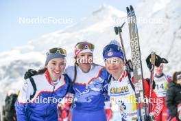 02.04.2023, Bessans, France (FRA): Louise Roguet (FRA), Voldiya Galmace Paulin (FRA), Jeanne Richard (FRA), (l-r)  - French Championships relay, Bessans (FRA). www.nordicfocus.com. © Authamayou/NordicFocus. Every downloaded picture is fee-liable.