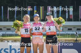 08.09.2023, Ruhpolding, Germany (GER): Julia Kink (GER), Franziska Preuss (GER), Amy Baserga (SUI), (l-r) - German Championships biathlon, individual women, Ruhpolding (GER). www.nordicfocus.com. © Reichert/NordicFocus. Every downloaded picture is fee-liable.