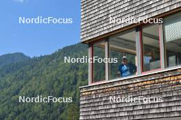 08.09.2023, Ruhpolding, Germany (GER): feature: jury member watching the race from his office - German Championships biathlon, individual women, Ruhpolding (GER). www.nordicfocus.com. © Reichert/NordicFocus. Every downloaded picture is fee-liable.