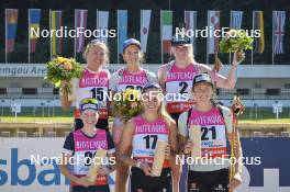 08.09.2023, Ruhpolding, Germany (GER): Julia Kink (GER), Franziska Preuss (GER), Amy Baserga (SUI), Susanne Meinen (SUI), Julia Vogler (GER), Lisa-Maria Spark (GER), (l-r) - German Championships biathlon, individual women, Ruhpolding (GER). www.nordicfocus.com. © Reichert/NordicFocus. Every downloaded picture is fee-liable.