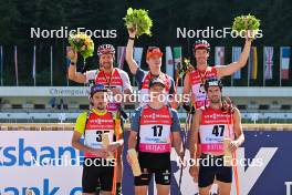 09.09.2023, Ruhpolding, Germany (GER): Philipp Nawrath (GER), Jeremy Finello (SUI), Benedikt Doll (GER), Justus Strelow (GER), Johannes Donhauser (GER), Matthias Dorfer (GER), (l-r) - German Championships biathlon, sprint men, Ruhpolding (GER). www.nordicfocus.com. © Reichert/NordicFocus. Every downloaded picture is fee-liable.