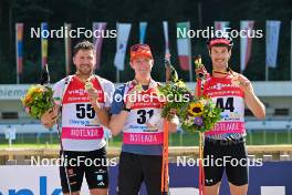 09.09.2023, Ruhpolding, Germany (GER): Philipp Nawrath (GER), Benedikt Doll (GER), Johannes Donhauser (GER), (l-r) - German Championships biathlon, sprint men, Ruhpolding (GER). www.nordicfocus.com. © Reichert/NordicFocus. Every downloaded picture is fee-liable.