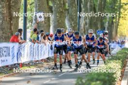 02.09.2023, Annecy, France (FRA): Arnaud Chautemps (FRA), Hugo Lapalus (FRA), Remi Bourdin (FRA), (l-r) - Martin Fourcade Nordic Festival, Annecy (FRA). www.nordicfocus.com. © Manzoni/NordicFocus. Every downloaded picture is fee-liable.
