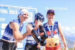 02.09.2023, Annecy, France (FRA): Victoria Carl (GER), Lou Jeanmonnot (FRA), Teresa Stadlober (AUT), (l-r) - Martin Fourcade Nordic Festival, Annecy (FRA). www.nordicfocus.com. © Manzoni/NordicFocus. Every downloaded picture is fee-liable.