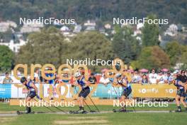 02.09.2023, Annecy, France (FRA): Arnaud Chautemps (FRA), Janik Riebli (SUI), Renaud Jay (FRA), Remi Bourdin (FRA), (l-r) - Martin Fourcade Nordic Festival, Annecy (FRA). www.nordicfocus.com. © Manzoni/NordicFocus. Every downloaded picture is fee-liable.