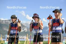 02.09.2023, Annecy, France (FRA): Julia Simon (FRA), Marketa Davidova (CZE), Vanessa Voigt (GER), (l-r) - Martin Fourcade Nordic Festival, Annecy (FRA). www.nordicfocus.com. © Authamayou/NordicFocus. Every downloaded picture is fee-liable.