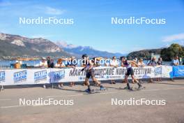02.09.2023, Annecy, France (FRA): Michal Novak (CZE), Hugo Lapalus (FRA), (l-r) - Martin Fourcade Nordic Festival, Annecy (FRA). www.nordicfocus.com. © Manzoni/NordicFocus. Every downloaded picture is fee-liable.