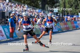 02.09.2023, Annecy, France (FRA): Fabien Claude (FRA), Tommaso Giacomel (ITA), (l-r) - Martin Fourcade Nordic Festival, Annecy (FRA). www.nordicfocus.com. © Manzoni/NordicFocus. Every downloaded picture is fee-liable.