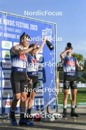 02.09.2023, Annecy, France (FRA): Michal Novak (CZE), Victor Lovera (FRA), Hugo Lapalus (FRA), (l-r) - Martin Fourcade Nordic Festival, Annecy (FRA). www.nordicfocus.com. © Authamayou/NordicFocus. Every downloaded picture is fee-liable.
