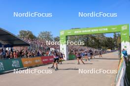 02.09.2023, Annecy, France (FRA): Julia Simon (FRA), Lisa Vittozzi (ITA), Dorothea Wierer (ITA), (l-r) - Martin Fourcade Nordic Festival, Annecy (FRA). www.nordicfocus.com. © Manzoni/NordicFocus. Every downloaded picture is fee-liable.