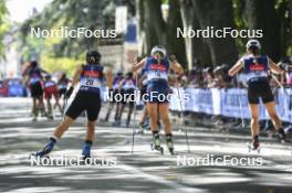 02.09.2023, Annecy, France (FRA): Gilonne Guigonnat (FRA), Patricija Eiduka (LAT), Lauren Jortberg (USA), (l-r) - Martin Fourcade Nordic Festival, Annecy (FRA). www.nordicfocus.com. © Authamayou/NordicFocus. Every downloaded picture is fee-liable.