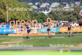 02.09.2023, Annecy, France (FRA): Julia Simon (FRA), Dorothea Wierer (ITA), Lisa Vittozzi (ITA), (l-r) - Martin Fourcade Nordic Festival, Annecy (FRA). www.nordicfocus.com. © Manzoni/NordicFocus. Every downloaded picture is fee-liable.