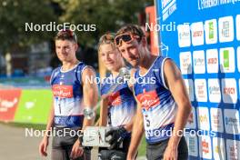 02.09.2023, Annecy, France (FRA): Michal Novak (CZE), Victor Lovera (FRA), Hugo Lapalus (FRA), (l-r) - Martin Fourcade Nordic Festival, Annecy (FRA). www.nordicfocus.com. © Manzoni/NordicFocus. Every downloaded picture is fee-liable.