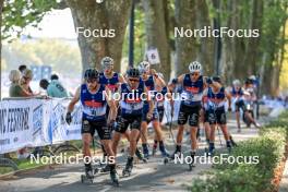 02.09.2023, Annecy, France (FRA): Arnaud Chautemps (FRA), Hugo Lapalus (FRA), Remi Bourdin (FRA), (l-r) - Martin Fourcade Nordic Festival, Annecy (FRA). www.nordicfocus.com. © Manzoni/NordicFocus. Every downloaded picture is fee-liable.
