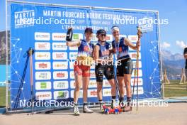 02.09.2023, Annecy, France (FRA): Teresa Stadlober (AUT), Lou Jeanmonnot (FRA), Victoria Carl (GER), (l-r) - Martin Fourcade Nordic Festival, Annecy (FRA). www.nordicfocus.com. © Manzoni/NordicFocus. Every downloaded picture is fee-liable.