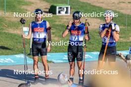 02.09.2023, Annecy, France (FRA): Sturla Holm Laegreid (NOR), Emilien Jacquelin (FRA), Vetle Sjaastad Christiansen (NOR), (l-r) - Martin Fourcade Nordic Festival, Annecy (FRA). www.nordicfocus.com. © Manzoni/NordicFocus. Every downloaded picture is fee-liable.