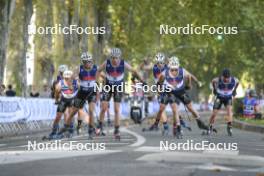 02.09.2023, Annecy, France (FRA): Theo Schely (FRA), Mathis Desloges (FRA), Remi Bourdin (FRA), (l-r) - Martin Fourcade Nordic Festival, Annecy (FRA). www.nordicfocus.com. © Authamayou/NordicFocus. Every downloaded picture is fee-liable.