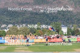 02.09.2023, Annecy, France (FRA): Michal Novak (CZE), Hugo Lapalus (FRA), Victor Lovera (FRA), (l-r) - Martin Fourcade Nordic Festival, Annecy (FRA). www.nordicfocus.com. © Manzoni/NordicFocus. Every downloaded picture is fee-liable.