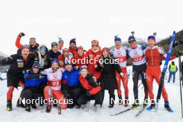 25.03.2023, Ulrichen, Switzerland (SUI): Serafin Wiestner (SUI) with his team mates - Swiss Championships biathon, mass, Ulrichen (SUI). www.nordicfocus.com. © Manzoni/NordicFocus. Every downloaded picture is fee-liable.