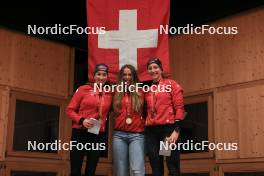 25.03.2023, Ulrichen, Switzerland (SUI): Aita Gasparin (SUI), Lena Haecki Gross (SUI), Lydia Hiernickel (SUI), (l-r) - Swiss Championships biathon, mass, Ulrichen (SUI). www.nordicfocus.com. © Manzoni/NordicFocus. Every downloaded picture is fee-liable.