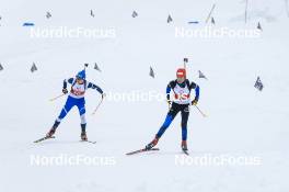 25.03.2023, Ulrichen, Switzerland (SUI): Flurin Peter (SUI), Tanguy Fellay (SUI), (l-r) - Swiss Championships biathon, mass, Ulrichen (SUI). www.nordicfocus.com. © Manzoni/NordicFocus. Every downloaded picture is fee-liable.