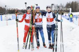 25.03.2023, Ulrichen, Switzerland (SUI): Ronja Rietveld (SUI), Maeline Triponez (SUI), Lena Baumann (SUI), (l-r) - Swiss Championships biathon, mass, Ulrichen (SUI). www.nordicfocus.com. © Manzoni/NordicFocus. Every downloaded picture is fee-liable.