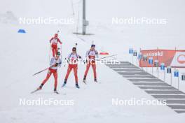 25.03.2023, Ulrichen, Switzerland (SUI): Marlène Sophie Perren (SUI), Chiara Arnet (SUI), Alessia Nager (SUI), (l-r) - Swiss Championships biathon, mass, Ulrichen (SUI). www.nordicfocus.com. © Manzoni/NordicFocus. Every downloaded picture is fee-liable.