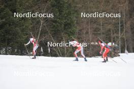 25.03.2023, Ulrichen, Switzerland (SUI): Marlène Sophie Perren (SUI), Chiara Arnet (SUI), Annina Zberg (SUI), (l-r) - Swiss Championships biathon, mass, Ulrichen (SUI). www.nordicfocus.com. © Manzoni/NordicFocus. Every downloaded picture is fee-liable.
