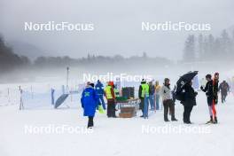 24.03.2023, Ulrichen, Switzerland (SUI): Event Feature: view to the finish area through the fog - Swiss Championships biathon, sprint, Ulrichen (SUI). www.nordicfocus.com. © Manzoni/NordicFocus. Every downloaded picture is fee-liable.