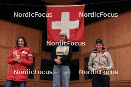 25.03.2023, Ulrichen, Switzerland (SUI): Chiara Arnet (SUI), Marlene Sophie Perren (SUI), Lara Berwert (SUI), (l-r) - Swiss Championships biathon, sprint, Ulrichen (SUI). www.nordicfocus.com. © Manzoni/NordicFocus. Every downloaded picture is fee-liable.