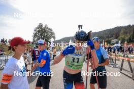 17.09.2023, La Feclaz, France (FRA): Arnaud Du Pasquier (SUI) - Biathlon Samse Summer Tour, pursuit, La Feclaz (FRA). www.nordicfocus.com. © Manzoni/NordicFocus. Every downloaded picture is fee-liable.