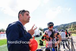 15.09.2023, La Feclaz, France (FRA): Cyril Burdet (FRA), coach Team France - Biathlon Samse Summer Tour, training, La Feclaz (FRA). www.nordicfocus.com. © Manzoni/NordicFocus. Every downloaded picture is fee-liable.