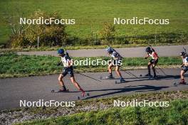 21.10.2023, Arcon, France (FRA): Theo Guiraud Poillot (FRA), Marius Remy (FRA), Cesar Bauvais (BEL), Sebastien Mahon (FRA), (l-r)  - Biathlon Samse Summer Tour, sprint, Arcon (FRA). www.nordicfocus.com. © Thibaut/NordicFocus. Every downloaded picture is fee-liable.