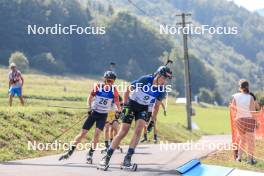 27.08.2023, Brezno-Osrblie, Slovakia (SVK): Vitezslav Hornig (CZE), Benjamin Menz (GER), (l-r) - IBU Summer Biathlon World Championships, mass men, Brezno-Osrblie (SVK). www.nordicfocus.com. © Manzoni/NordicFocus. Every downloaded picture is fee-liable.