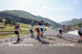 27.08.2023, Brezno-Osrblie, Slovakia (SVK): Maksim Makarov (MDA), Taras Lesiuk (UKR), Renars Birkentals (LAT), Artem Pryma (UKR), Andrzej Nedza-Kubiniec (POL), (l-r) - IBU Summer Biathlon World Championships, mass men, Brezno-Osrblie (SVK). www.nordicfocus.com. © Manzoni/NordicFocus. Every downloaded picture is fee-liable.