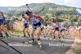 27.08.2023, Brezno-Osrblie, Slovakia (SVK): Daria Gembicka (POL), Jessica Jislova (CZE), Anna Maka (POL), (l-r) - IBU Summer Biathlon World Championships, mass women, Brezno-Osrblie (SVK). www.nordicfocus.com. © Manzoni/NordicFocus. Every downloaded picture is fee-liable.