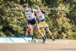 26.08.2023, Brezno-Osrblie, Slovakia (SVK): Dominic Schmuck (GER), Peppe Femling (SWE), (l-r) - IBU Summer Biathlon World Championships, sprint men, Brezno-Osrblie (SVK). www.nordicfocus.com. © Manzoni/NordicFocus. Every downloaded picture is fee-liable.
