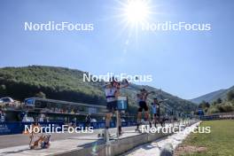 24.08.2023, Brezno-Osrblie, Slovakia (SVK): Matija Legovic (CRO), Jakub Borgula (SVK), (l-r) - IBU Summer Biathlon World Championships, super sprint junior men, Brezno-Osrblie (SVK). www.nordicfocus.com. © Manzoni/NordicFocus. Every downloaded picture is fee-liable.