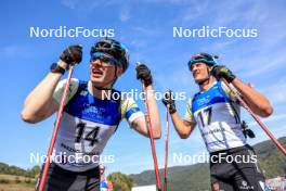 25.08.2023, Brezno-Osrblie, Slovakia (SVK): Hans Koellner (GER), Benjamin Menz (GER), (l-r) - IBU Summer Biathlon World Championships, super sprint men, Brezno-Osrblie (SVK). www.nordicfocus.com. © Manzoni/NordicFocus. Every downloaded picture is fee-liable.