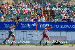 25.08.2023, Brezno-Osrblie, Slovakia (SVK): Vytautas Strolia (LTU), Andrejs Rastorgujevs (LAT), (l-r) - IBU Summer Biathlon World Championships, super sprint men, Brezno-Osrblie (SVK). www.nordicfocus.com. © Manzoni/NordicFocus. Every downloaded picture is fee-liable.