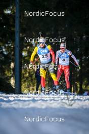 14.02.2023, Oberhof, Germany (GER): Thierry Langer (BEL), Sebastian Stalder (SUI), (l-r) - IBU World Championships Biathlon, individual men, Oberhof (GER). www.nordicfocus.com. © Reichert/NordicFocus. Every downloaded picture is fee-liable.