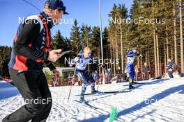 14.02.2023, Oberhof, Germany (GER): Vetle Sjaastad Christiansen (NOR), Alexandr Mukhin (KAZ), (l-r) - IBU World Championships Biathlon, individual men, Oberhof (GER). www.nordicfocus.com. © Manzoni/NordicFocus. Every downloaded picture is fee-liable.