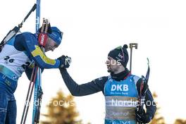 14.02.2023, Oberhof, Germany (GER): Sebastian Samuelsson (SWE), Sturla Holm Laegreid (NOR), (l-r) - IBU World Championships Biathlon, individual men, Oberhof (GER). www.nordicfocus.com. © Manzoni/NordicFocus. Every downloaded picture is fee-liable.