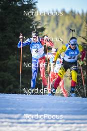 14.02.2023, Oberhof, Germany (GER): Quentin Fillon Maillet (FRA), Thierry Langer (BEL), (l-r) - IBU World Championships Biathlon, individual men, Oberhof (GER). www.nordicfocus.com. © Reichert/NordicFocus. Every downloaded picture is fee-liable.