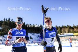 14.02.2023, Oberhof, Germany (GER): Maxime Germain (USA), Campbell Wright (NZL), (l-r) - IBU World Championships Biathlon, individual men, Oberhof (GER). www.nordicfocus.com. © Manzoni/NordicFocus. Every downloaded picture is fee-liable.
