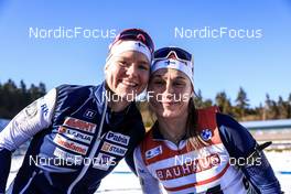 15.02.2023, Oberhof, Germany (GER): Suvi Minkkinen (FIN), Nastassia Kinnunen (FIN), (l-r) - IBU World Championships Biathlon, individual women, Oberhof (GER). www.nordicfocus.com. © Manzoni/NordicFocus. Every downloaded picture is fee-liable.