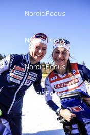 15.02.2023, Oberhof, Germany (GER): Suvi Minkkinen (FIN), Nastassia Kinnunen (FIN), (l-r) - IBU World Championships Biathlon, individual women, Oberhof (GER). www.nordicfocus.com. © Manzoni/NordicFocus. Every downloaded picture is fee-liable.