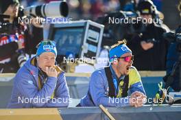15.02.2023, Oberhof, Germany (GER): Event Feature: Sverre Roeiseland and Christian Mehringer, coaches of Germany - IBU World Championships Biathlon, individual women, Oberhof (GER). www.nordicfocus.com. © Reichert/NordicFocus. Every downloaded picture is fee-liable.