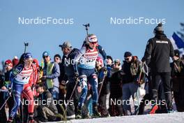 15.02.2023, Oberhof, Germany (GER): Anais Chevalier-Bouchet (FRA), Mari Eder (FIN), (l-r) - IBU World Championships Biathlon, individual women, Oberhof (GER). www.nordicfocus.com. © Manzoni/NordicFocus. Every downloaded picture is fee-liable.